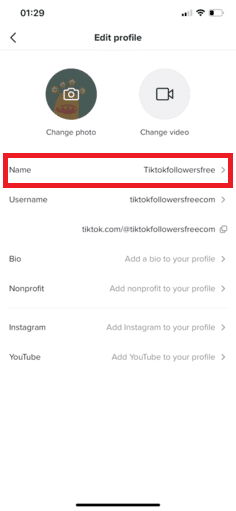 Change TikTok account name