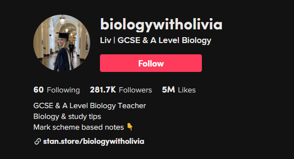 biologywitholivia tiktok profile