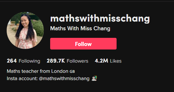 mathswithmisschang tiktok profile